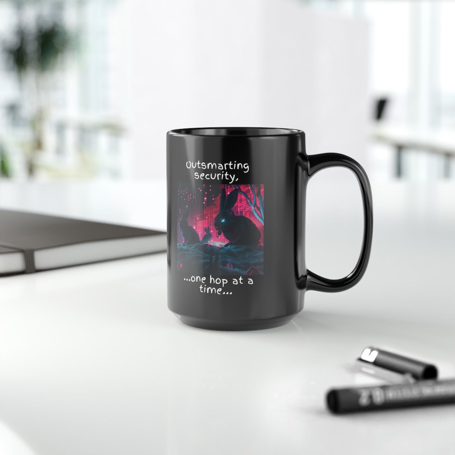 Cybersecurity Blue Team vs Red Team Bunny Mug - Tactical Easter Edition - Black (11oz, 15oz)