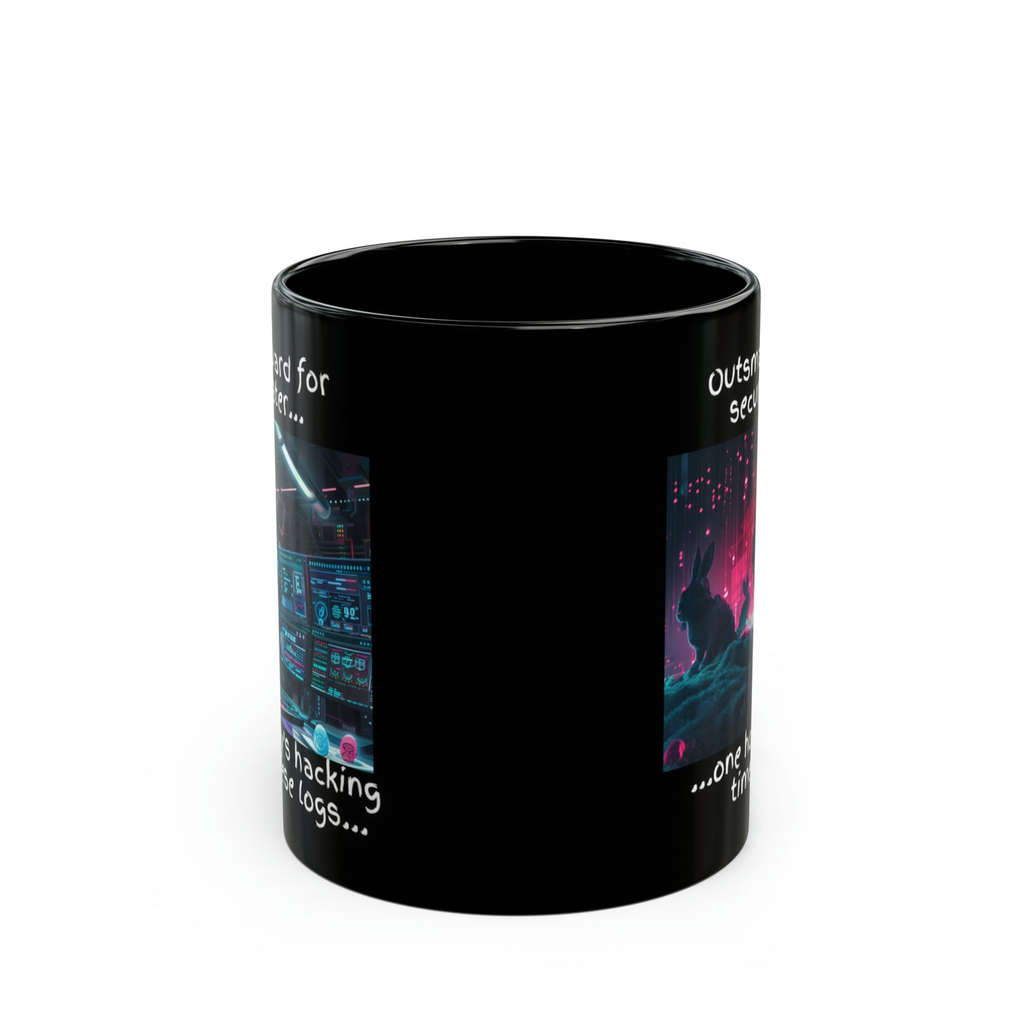 Cybersecurity Blue Team vs Red Team Bunny Mug - Tactical Easter Edition - Black (11oz, 15oz)