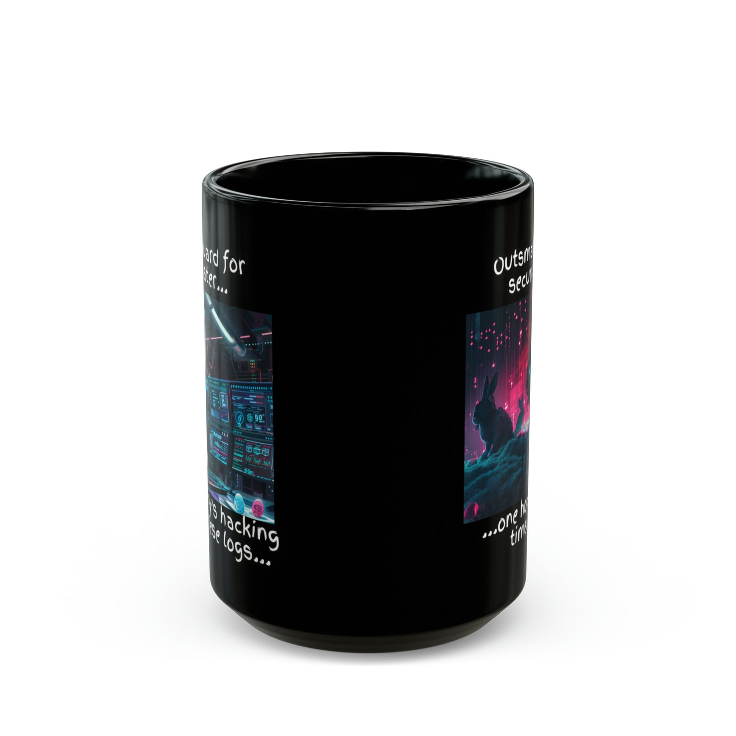 Cybersecurity Blue Team vs Red Team Bunny Mug - Tactical Easter Edition - Black (11oz, 15oz)