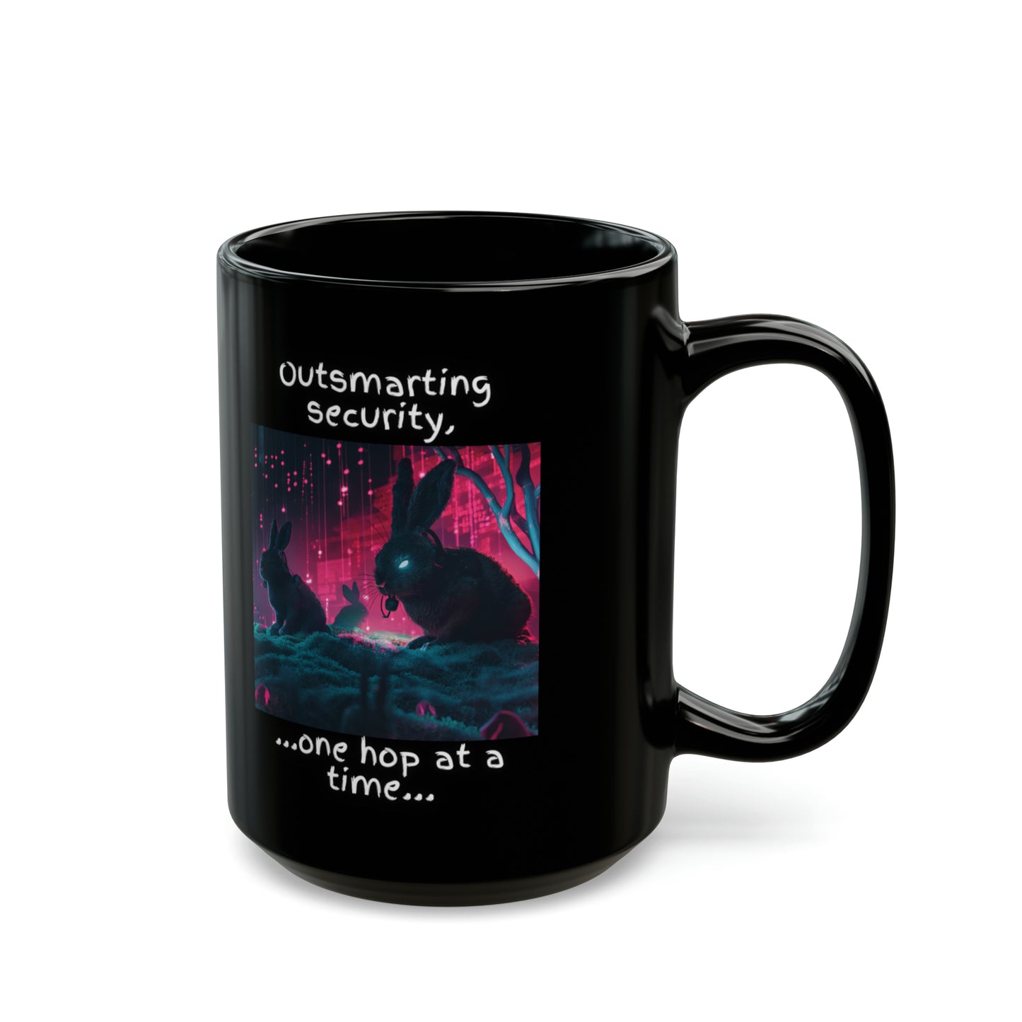 Cybersecurity Blue Team vs Red Team Bunny Mug - Tactical Easter Edition - Black (11oz, 15oz)