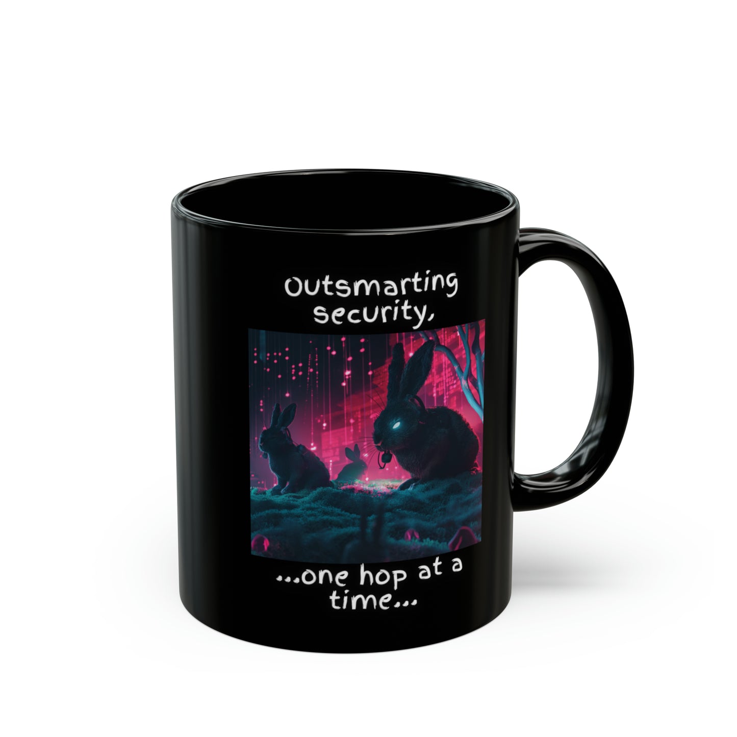 Cybersecurity Blue Team vs Red Team Bunny Mug - Tactical Easter Edition - Black (11oz, 15oz)