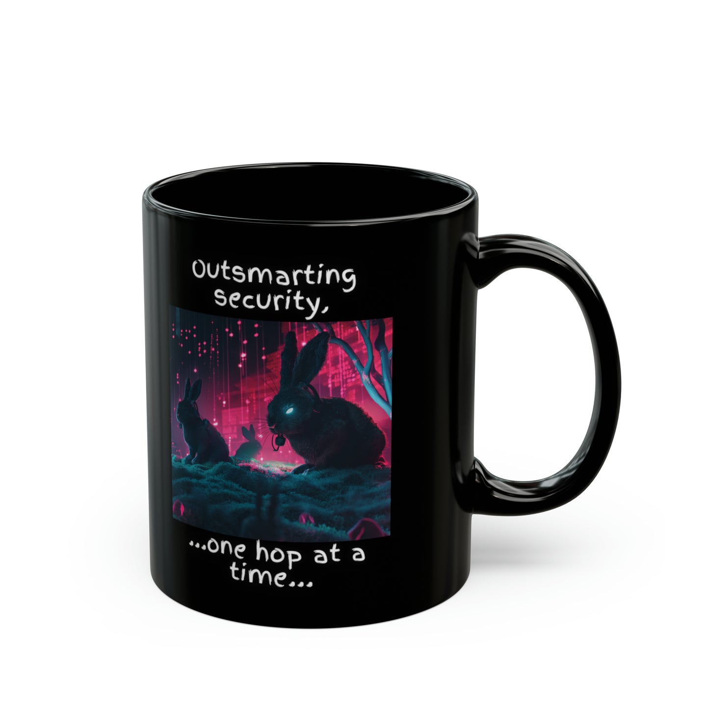 Cybersecurity Blue Team vs Red Team Bunny Mug - Tactical Easter Edition - Black (11oz, 15oz)