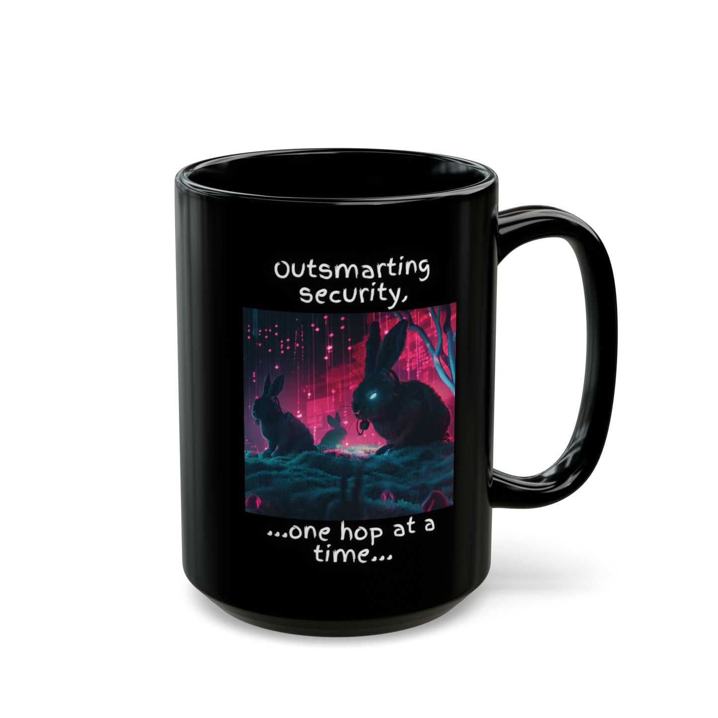 Cybersecurity Blue Team vs Red Team Bunny Mug - Tactical Easter Edition - Black (11oz, 15oz)