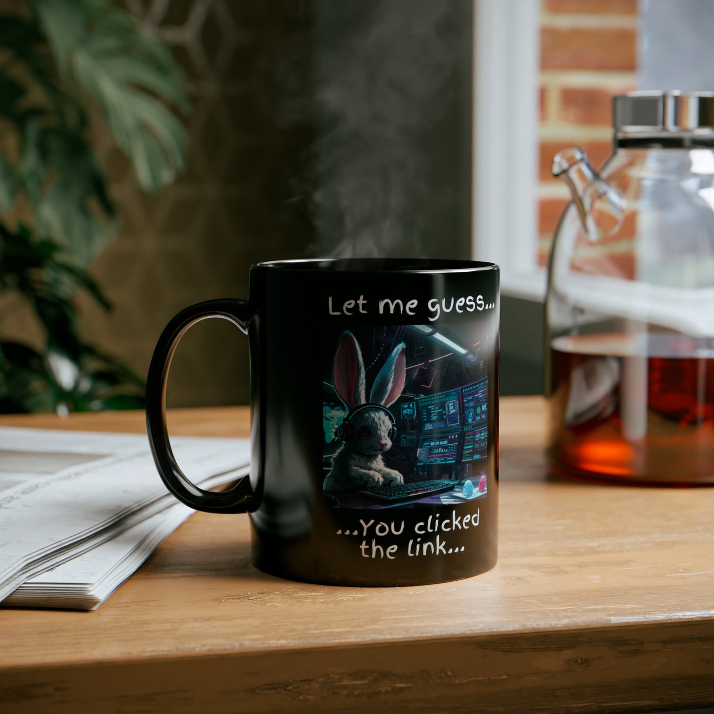 "Let Me Guess... You Clicked the Link" Bunny Mug - Black (11oz, 15oz)