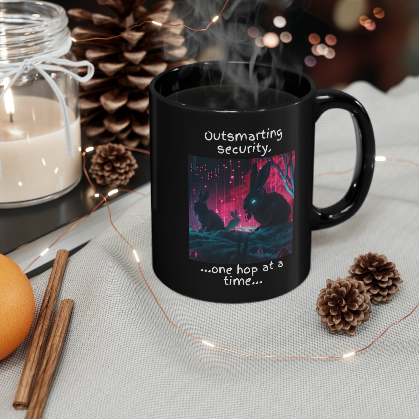 Red Team Cyber Expertise Mug - "Outsmarting Security... One Hop at a Time" - Black (11oz, 15oz)